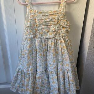 Floral Kids Dress with Yellow Accents